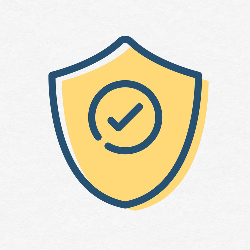 Tick mark shield icon psd protection symbol