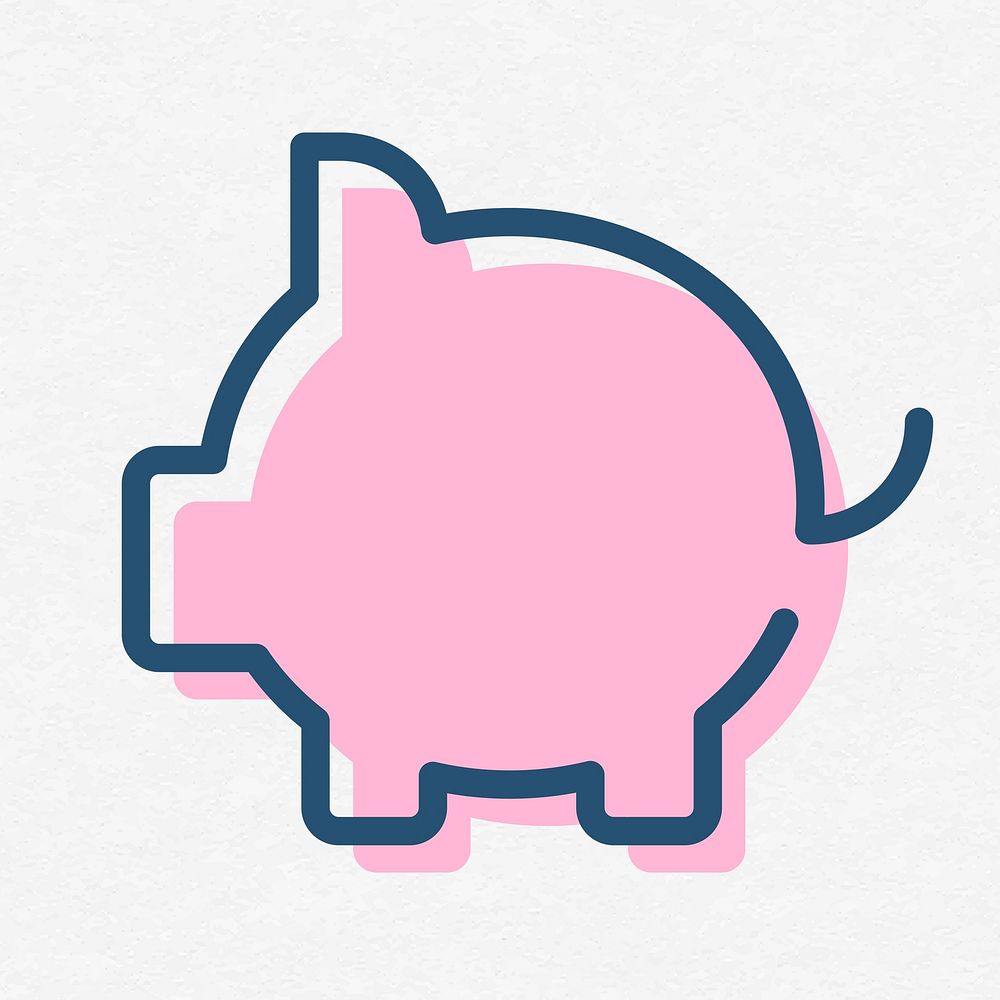 Piggy bank line icon psd savings symbol