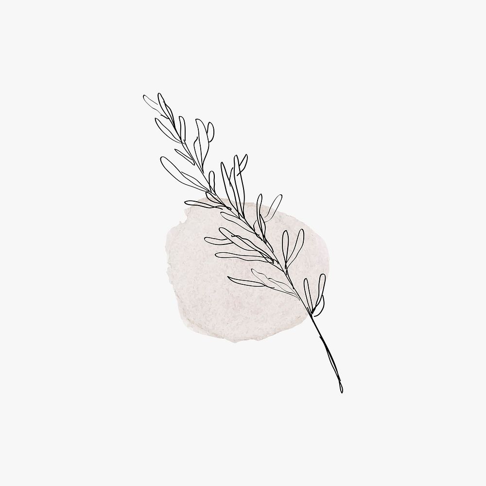 Leaf psd line art minimal gray illustration