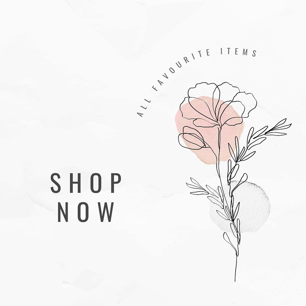 Shop now line art minimal online shopping social media ad