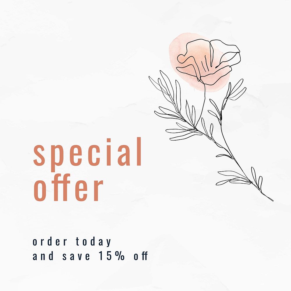 Special offer line art minimal online shopping social media ad