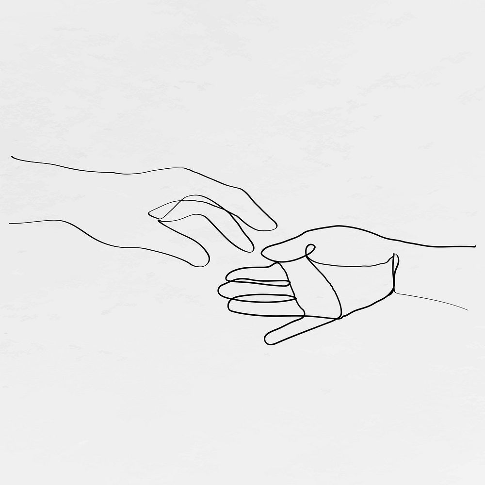 Hands minimal line art aesthetic drawings on gray background