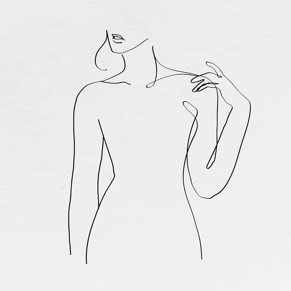 Woman&rsquo;s body line art feminine drawing on gray background