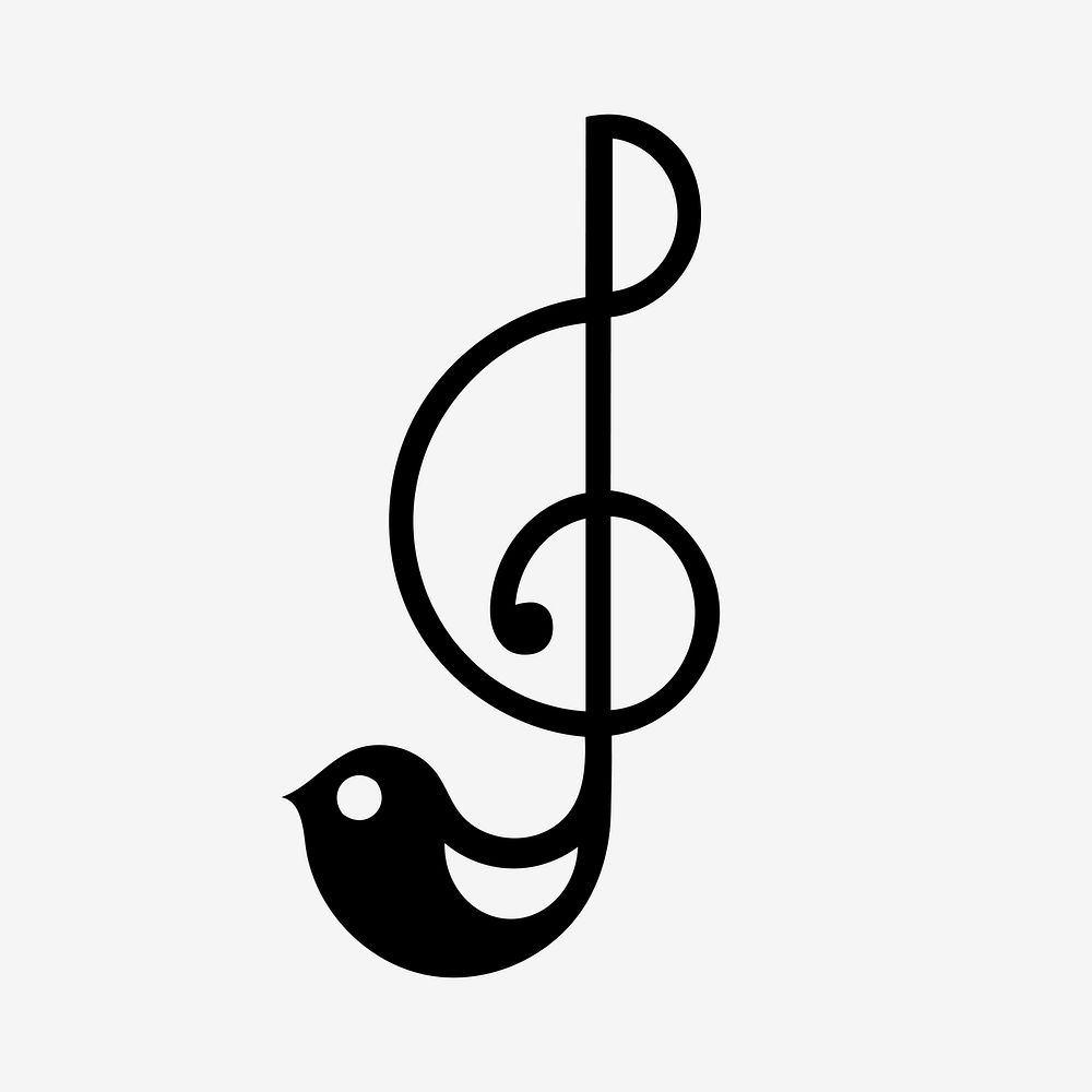 Sol key musical note icon flat design in black and white