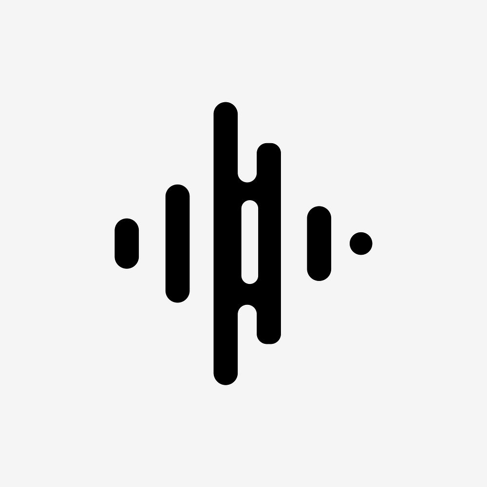 Sound wave icon psd flat design in black and white