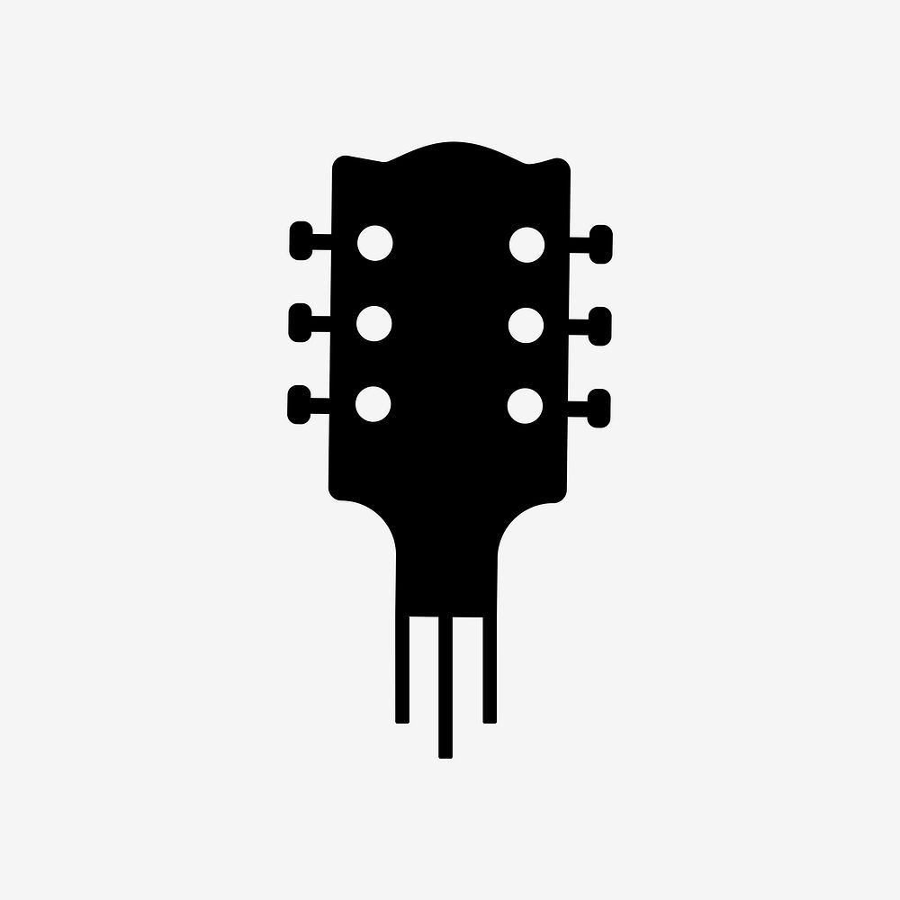 Acoustic guitar music icon psd minimal design in black and white