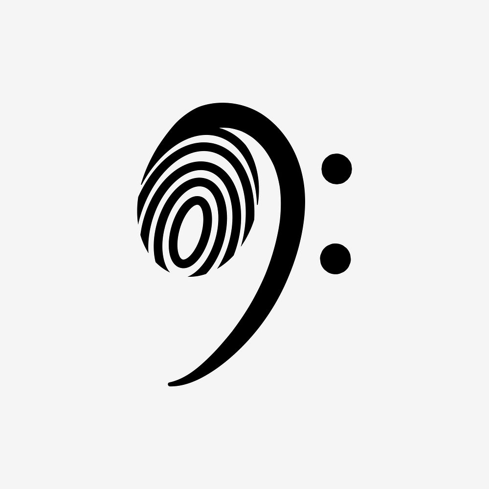 Editable bass clef musical note icon vector minimal design in black and white