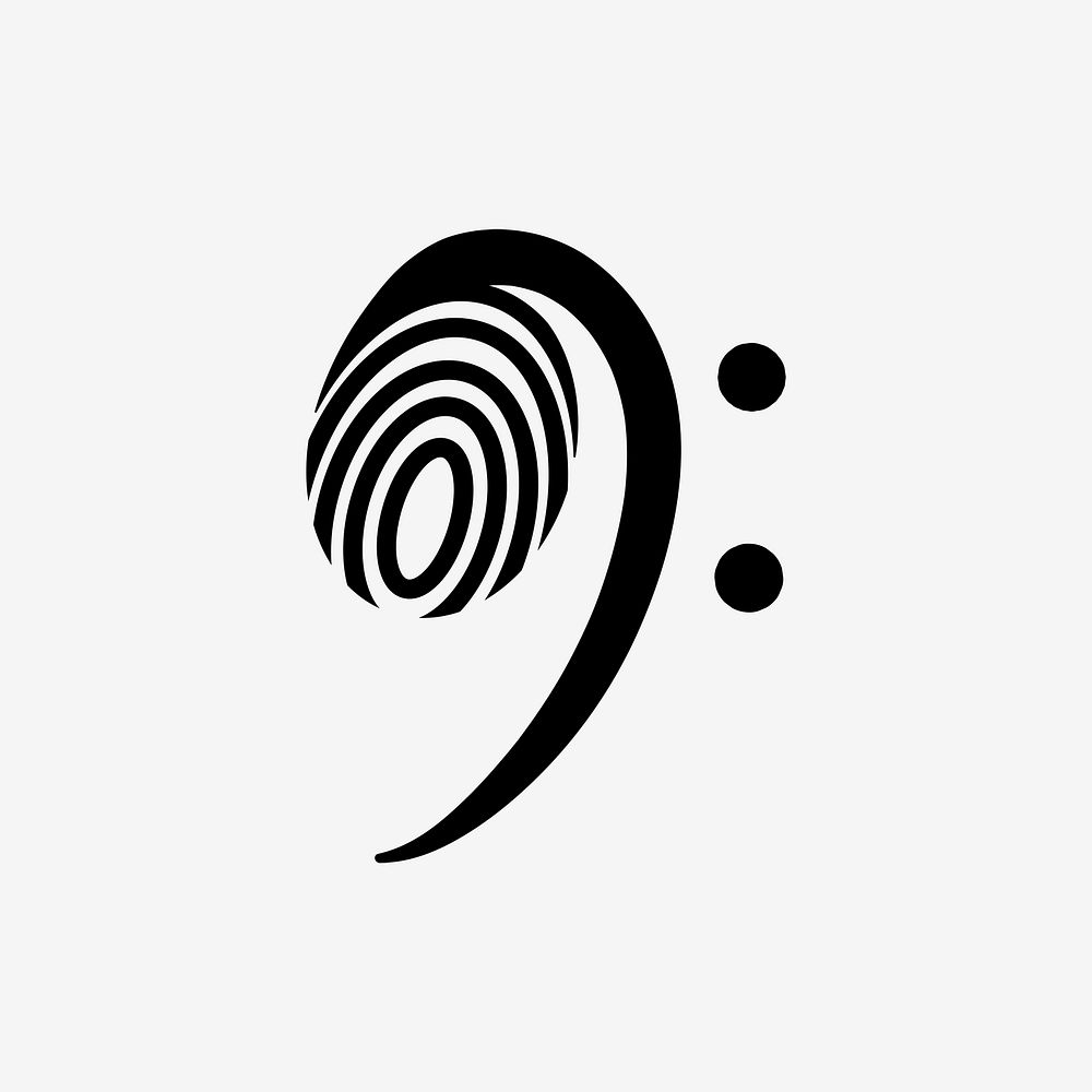 Bass clef musical note icon psd flat design in black and white