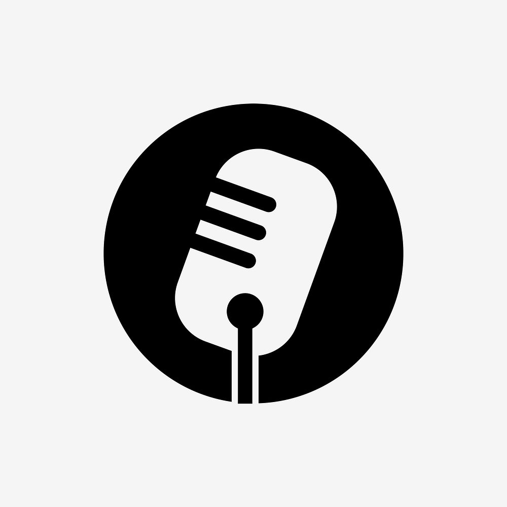 Editable microphone on ai icon psd flat design in black and white