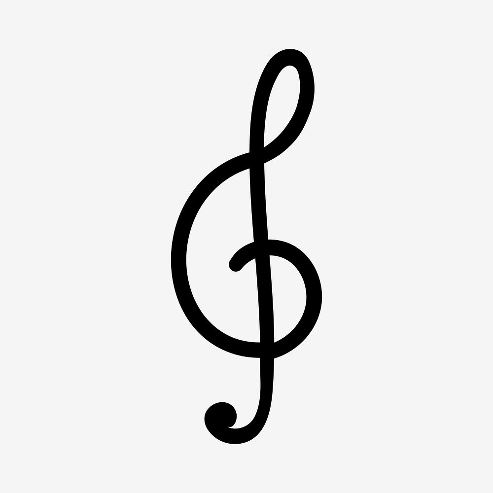 Sol key musical note icon vector minimal design in black and white
