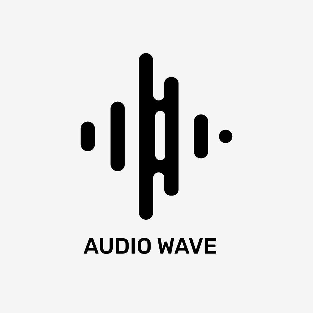 Audio wave logo flat design in black and white