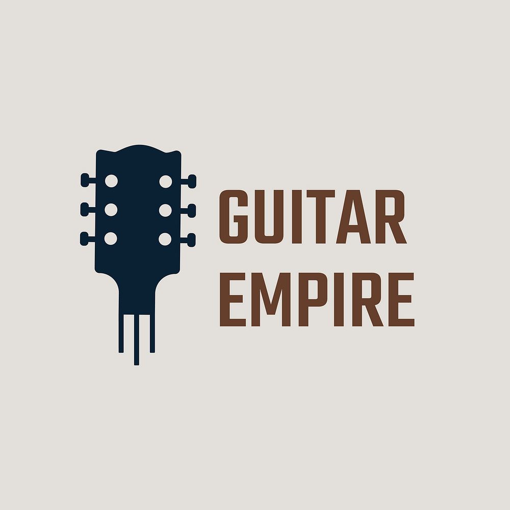 Guitar logo flat design with guitar empire text