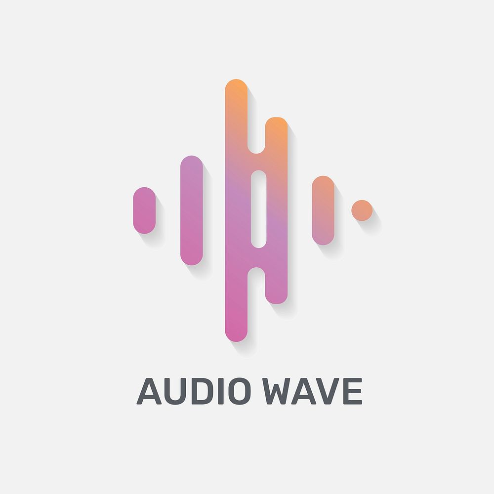 Audio wave psd music logo flat design