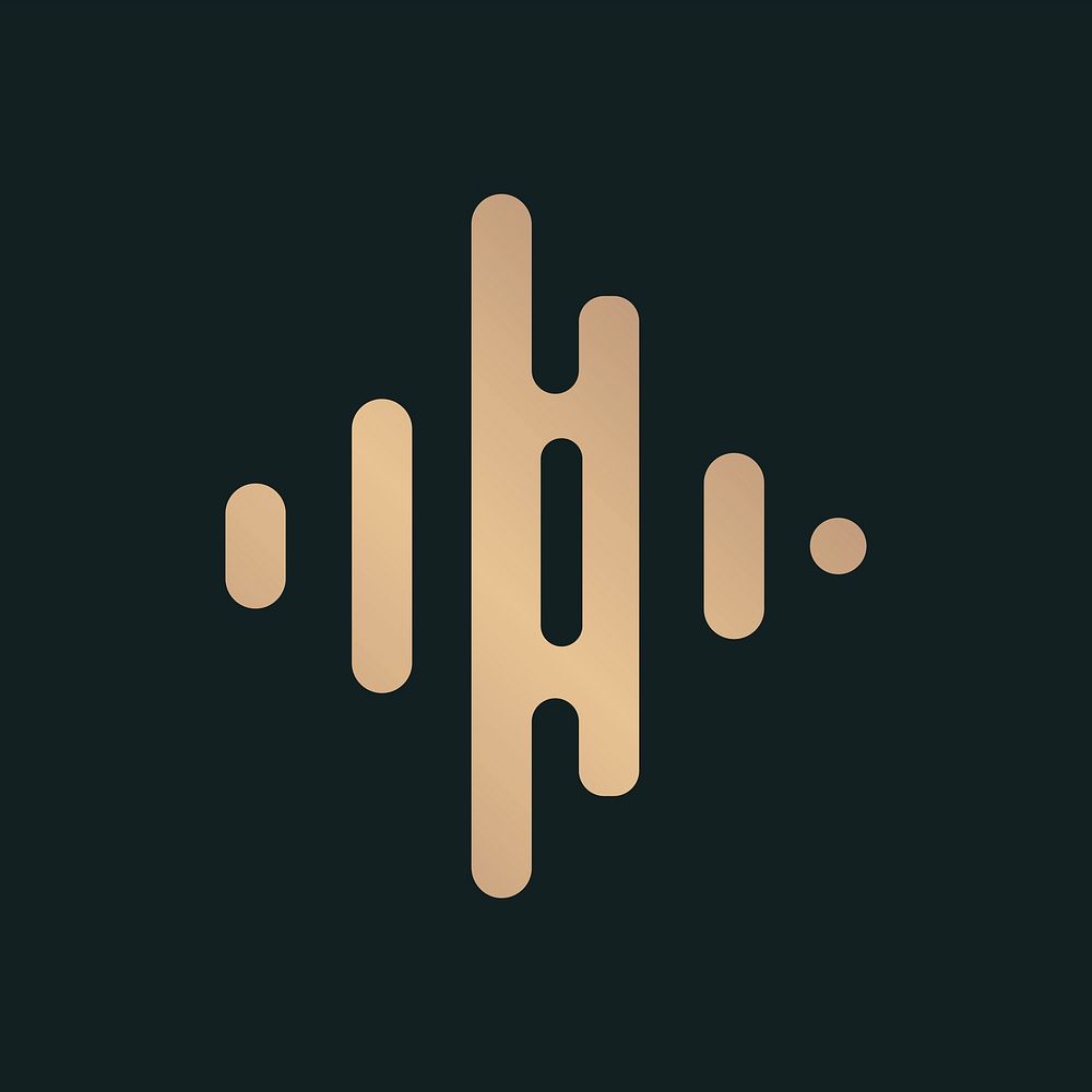 Audio wave icon flat design in black and gold