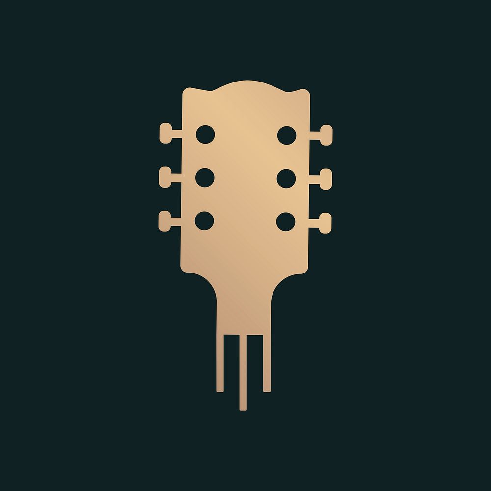 Acoustic guitar music icon psd minimal design in black and gold