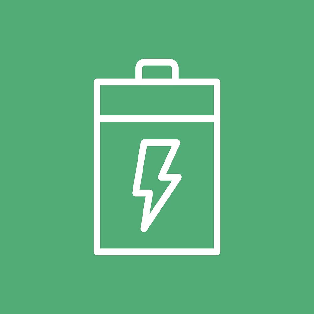 Battery power icon renewable power in simple line