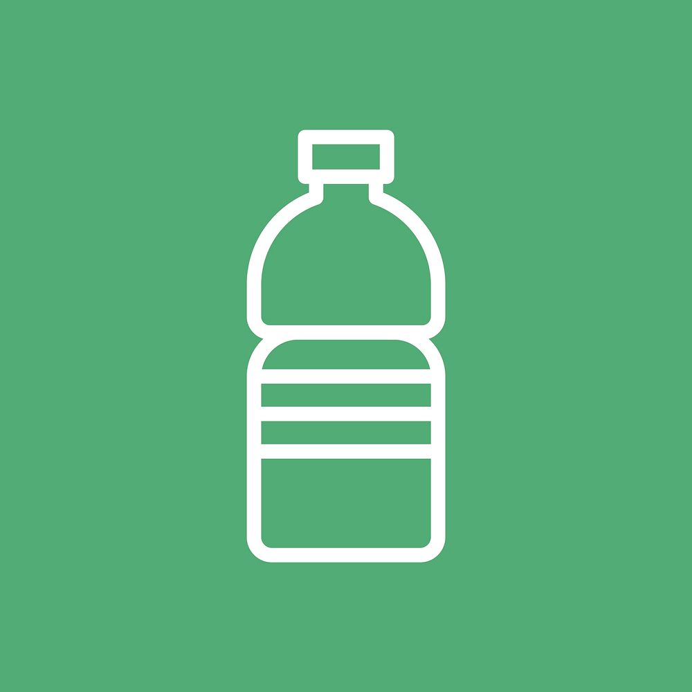 Recyclable water bottle icon for business in simple line
