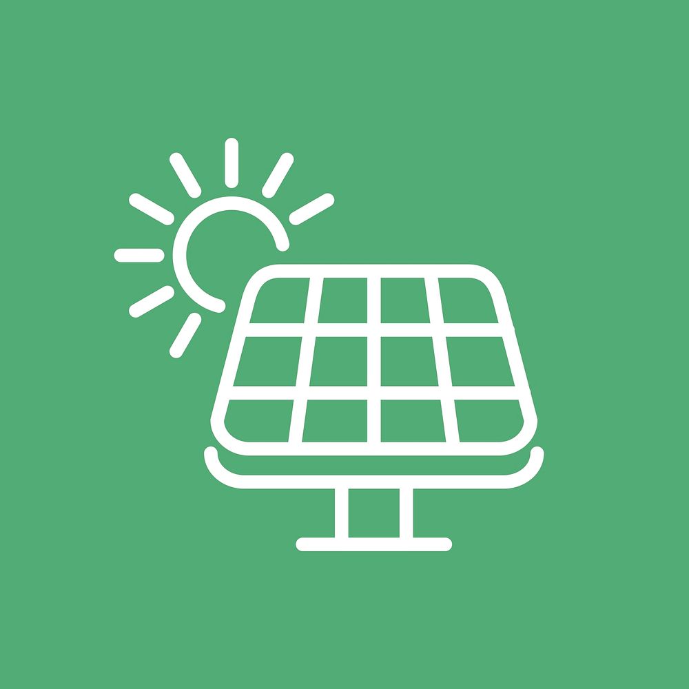 Solar panel icon psd renewable energy campaign in simple line