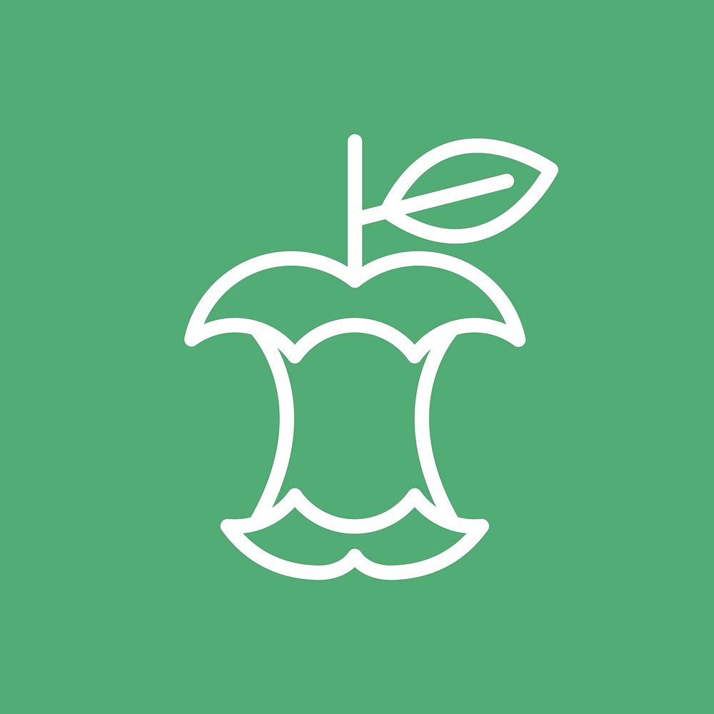 Recyclable eaten apple icon vector for business in simple line