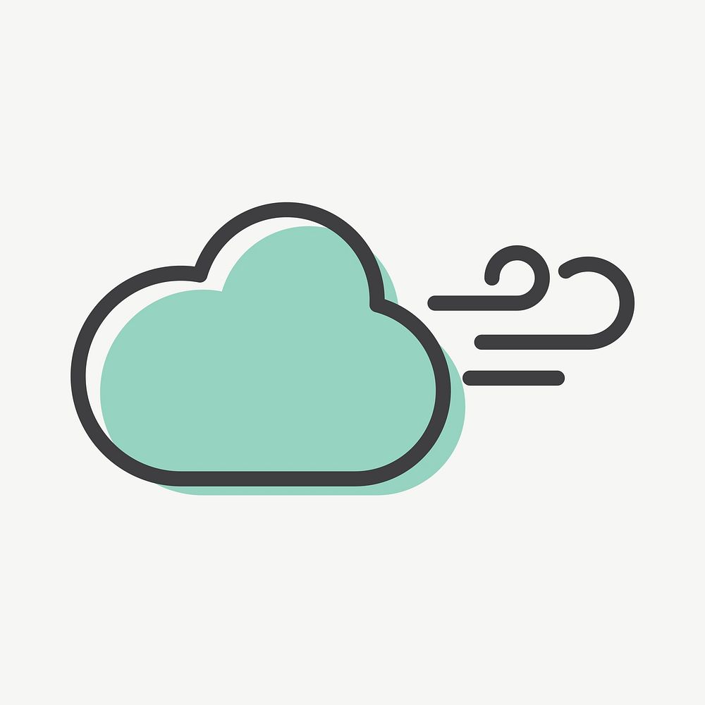 Windy cloud icon vector for business in simple line