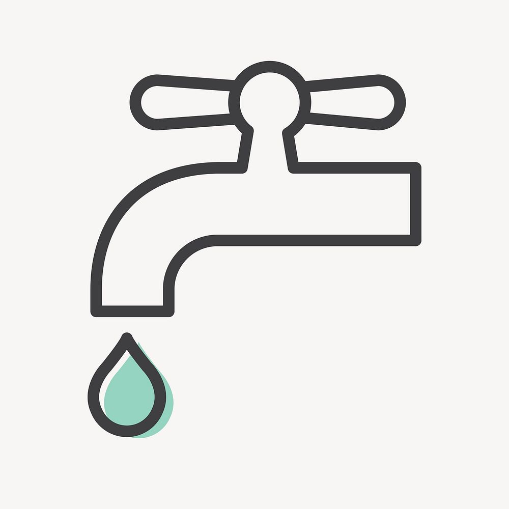 Water faucet icon for business in simple line