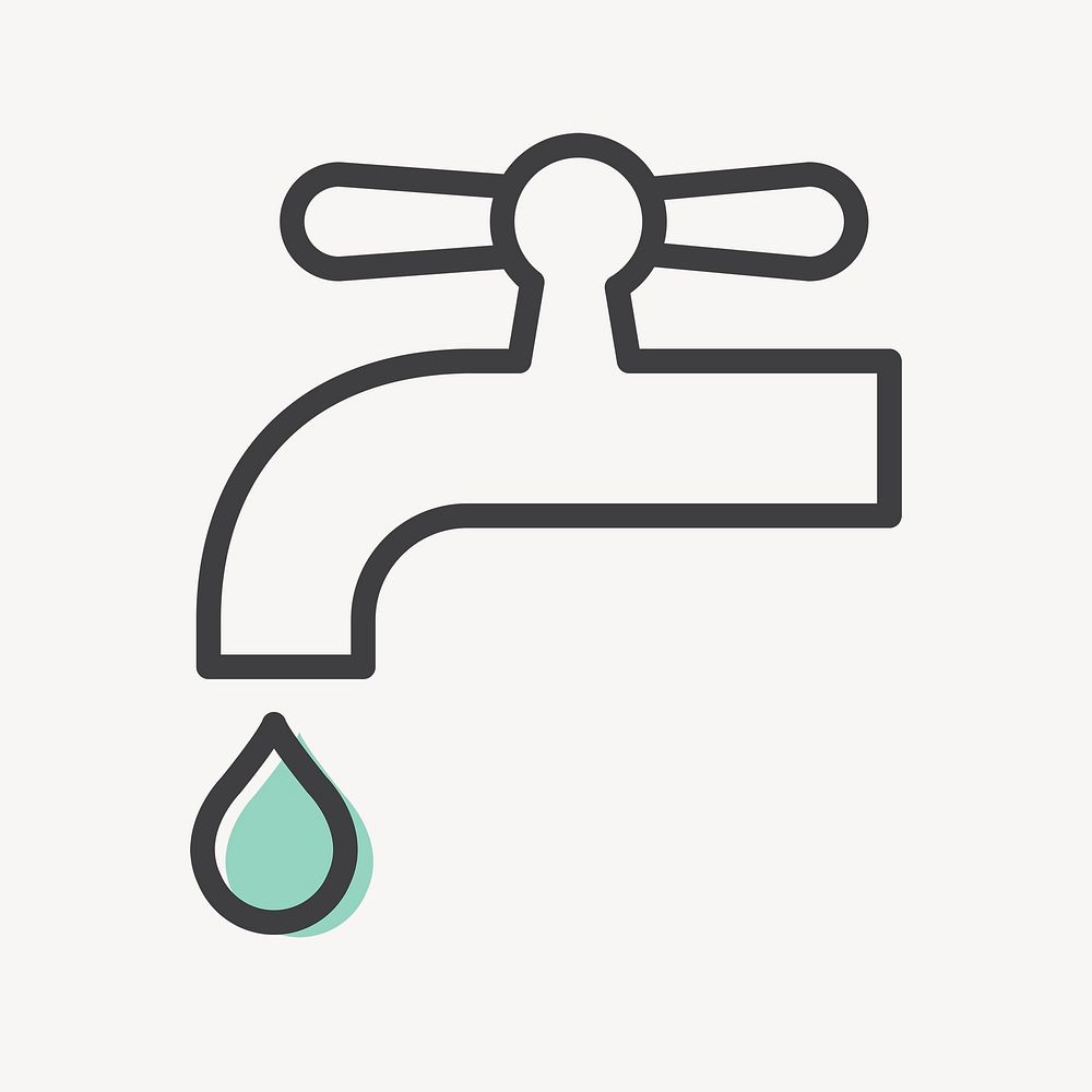 Water faucet icon psd for business in simple line
