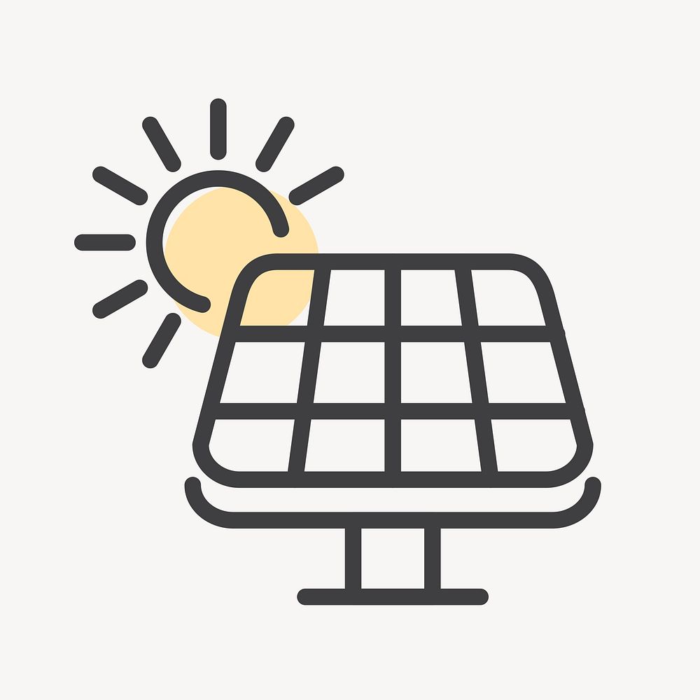 Solar panel icon renewable energy campaign in simple line