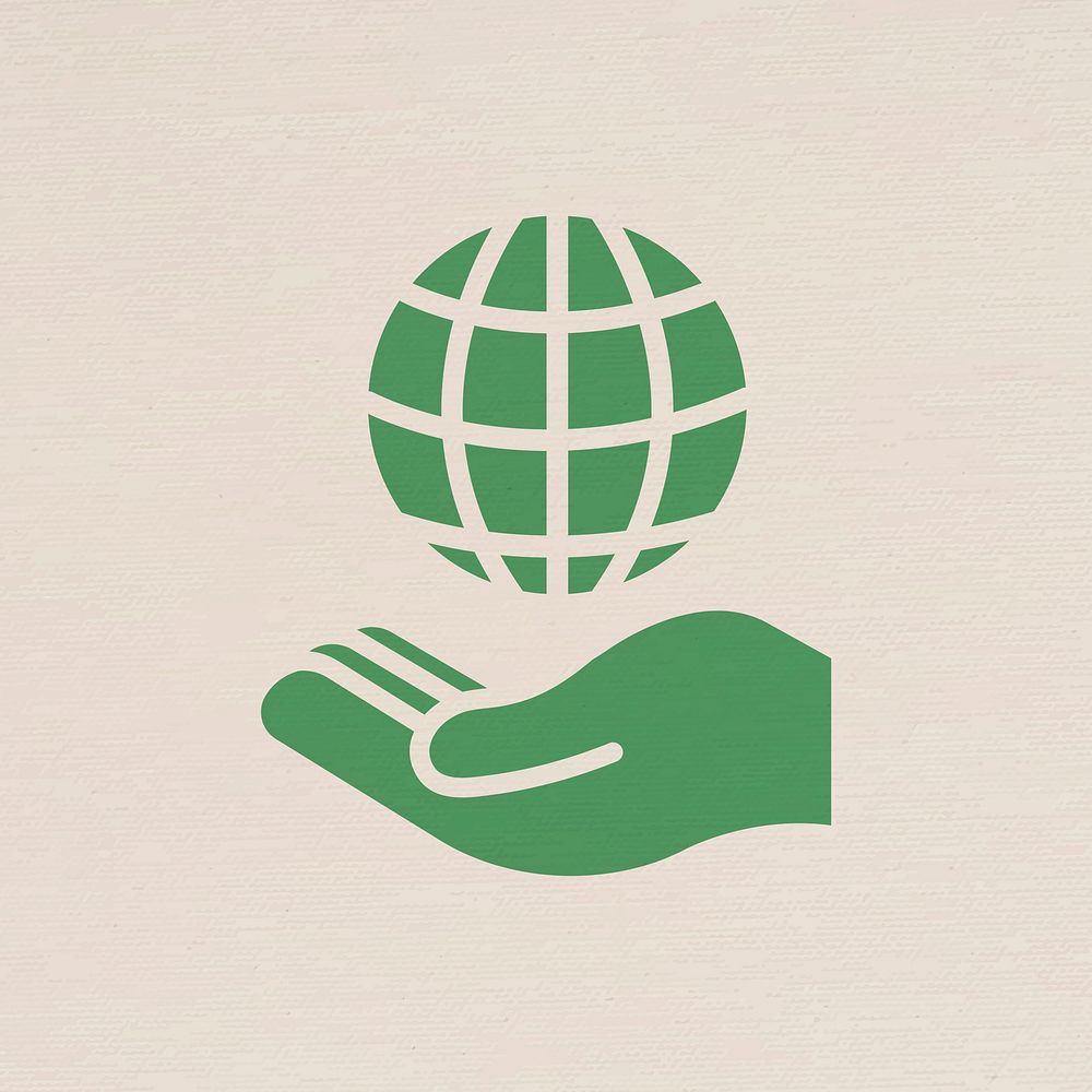 Hand presenting globe icon for business in flat design