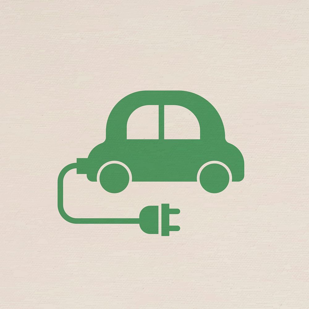 EV car icon for business in flat graphic