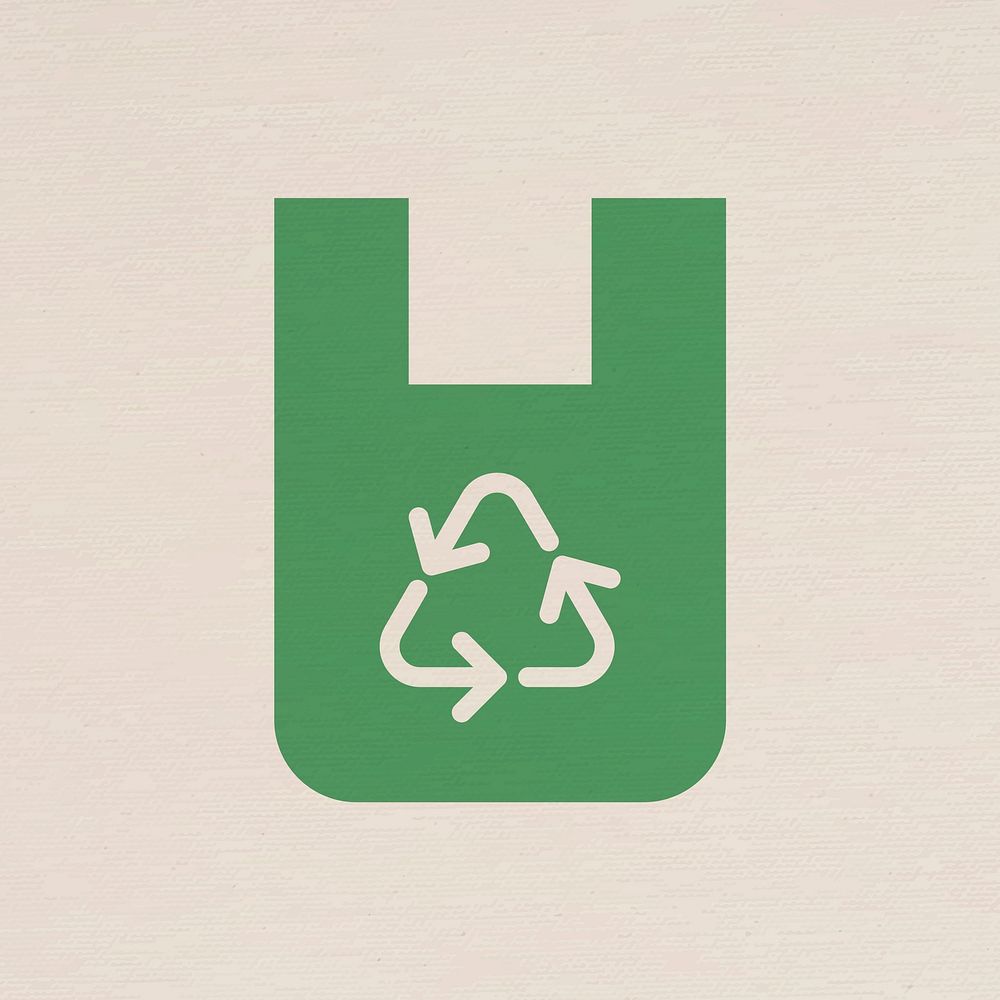 Recyclable bag icon for business in flat graphic