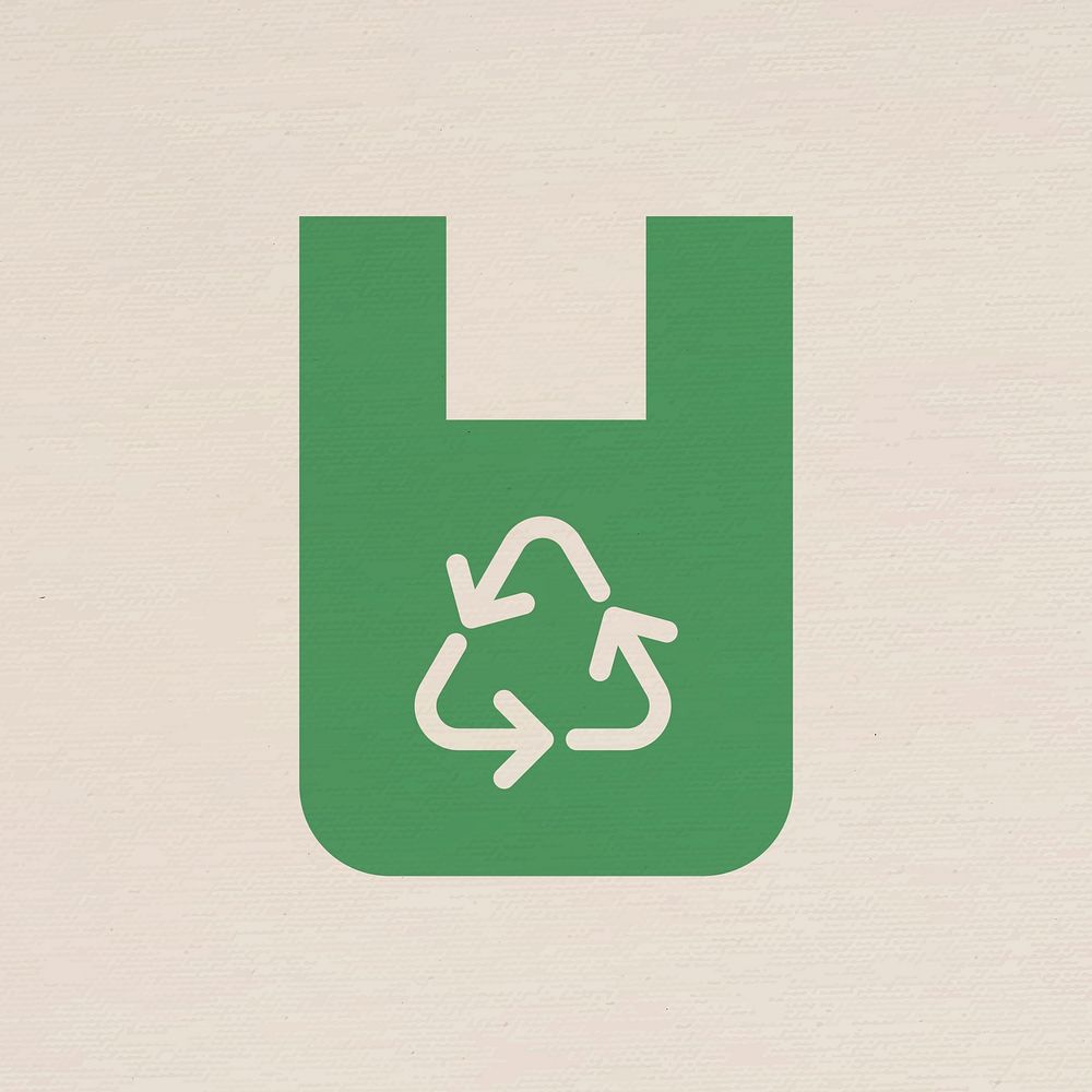 Recyclable bag icon psd for business in flat graphic