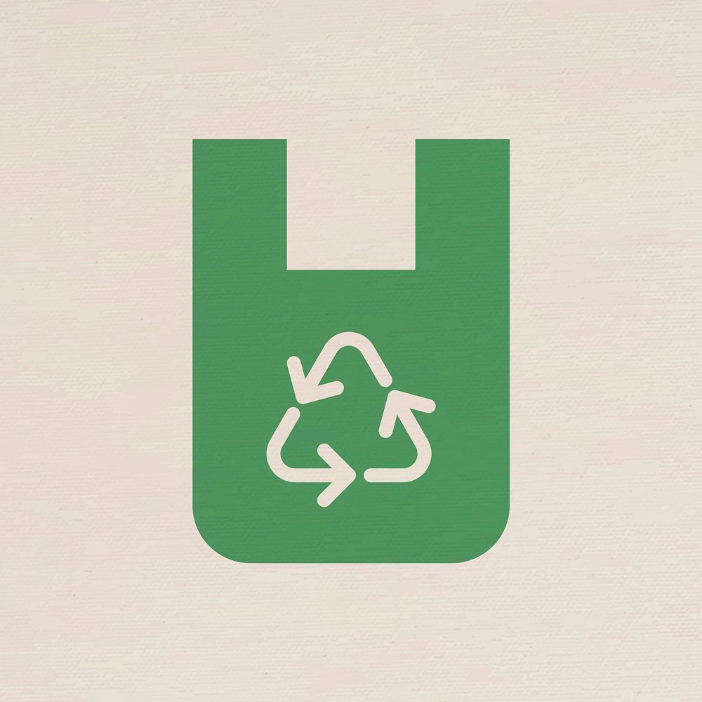 Recyclable bag icon vector for business in flat graphic