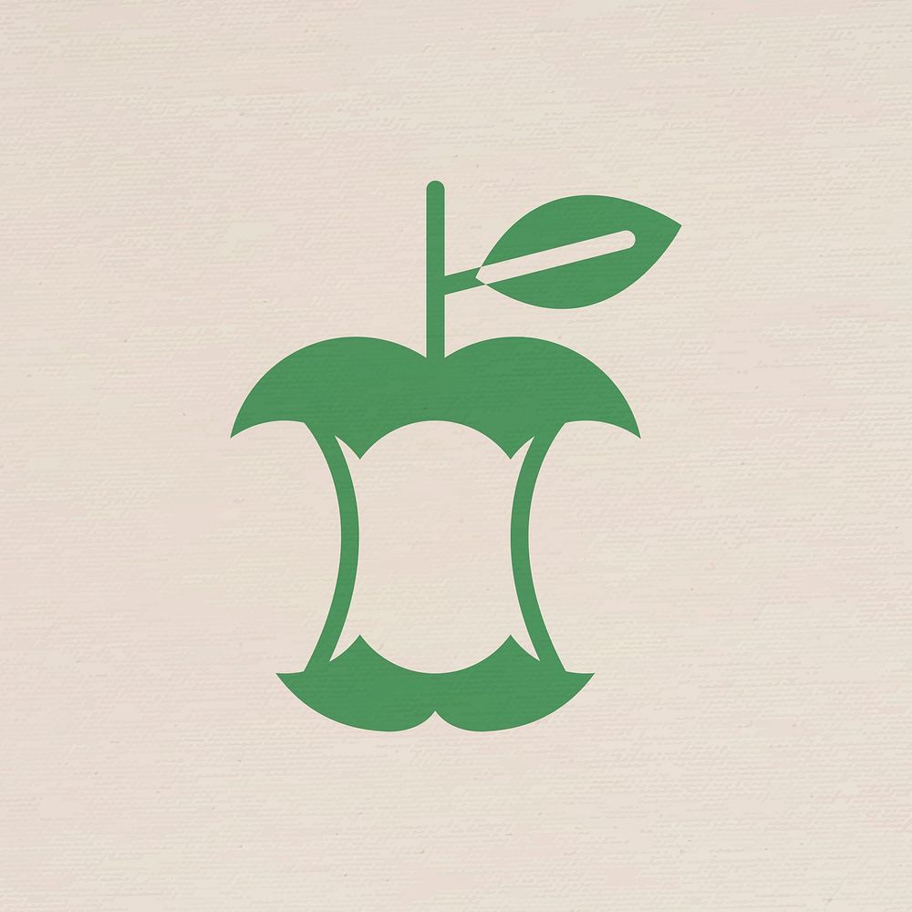 Recyclable eaten apple icon for business in flat graphic