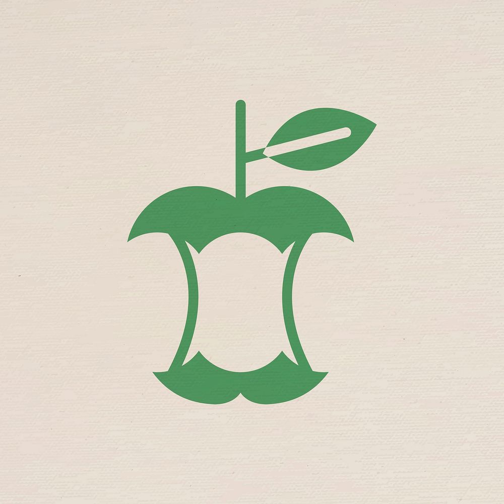 Recyclable eaten apple icon psd for business in flat graphic