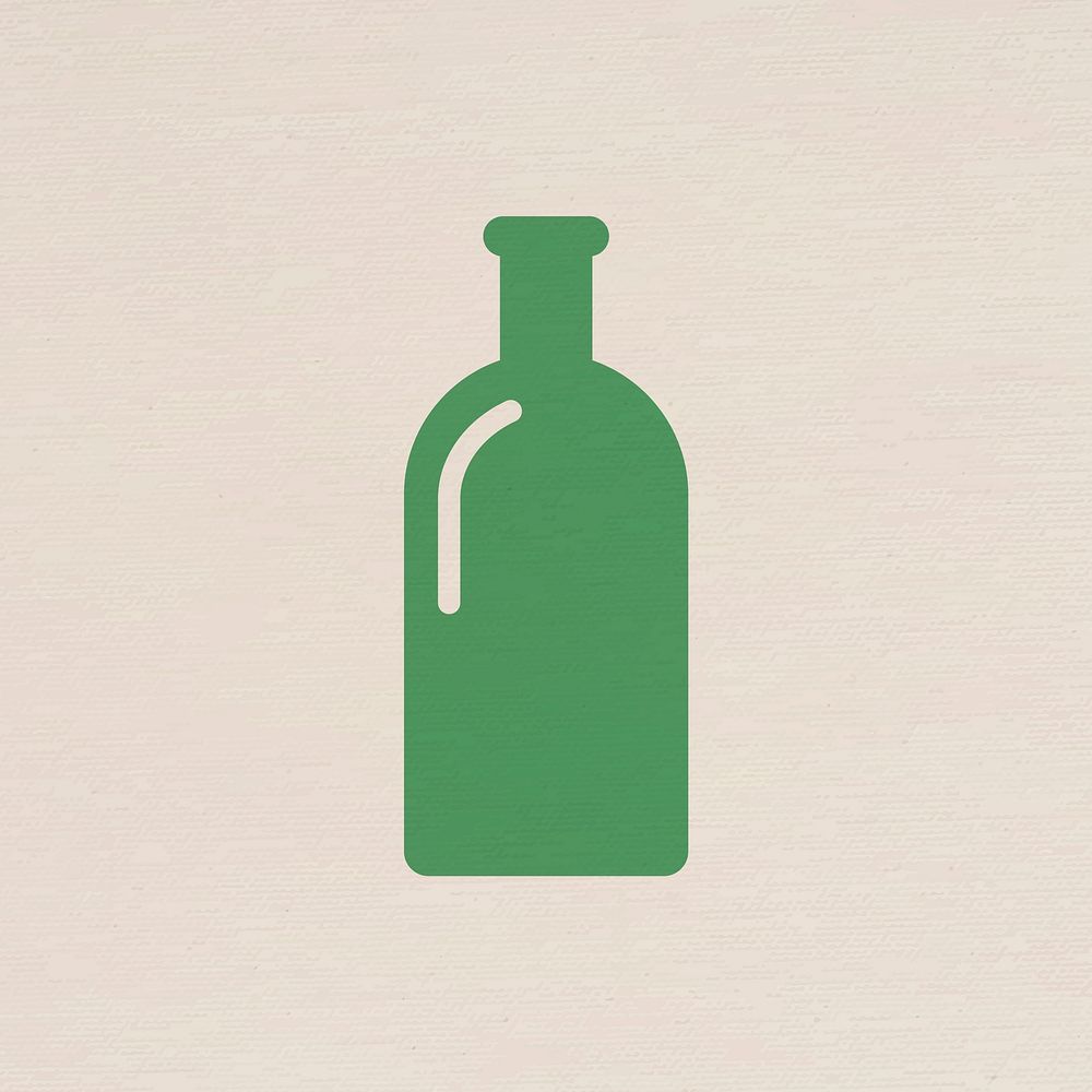 Recyclable glass bottle icon for business in flat graphic