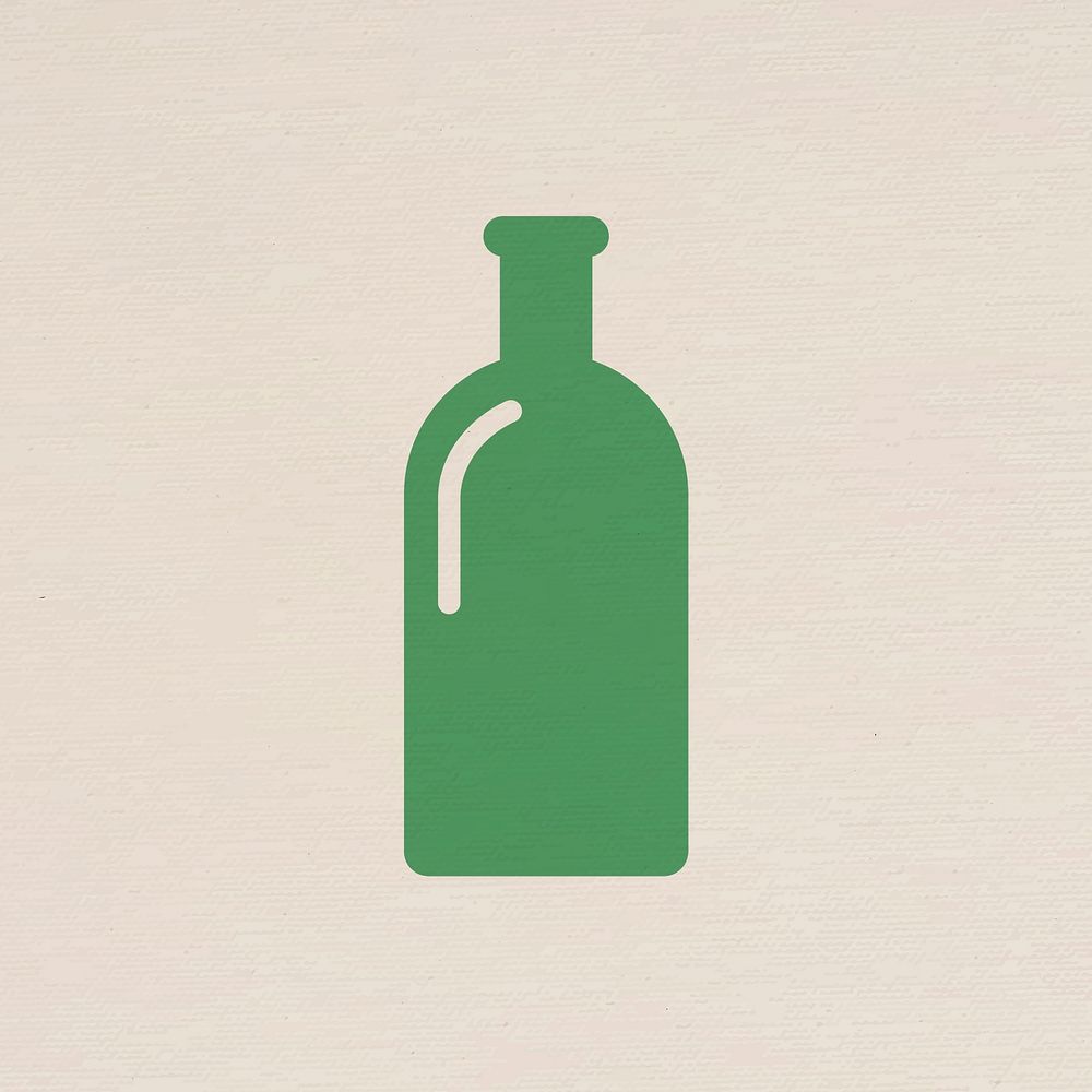 Recyclable glass bottle icon psd for business in flat graphic