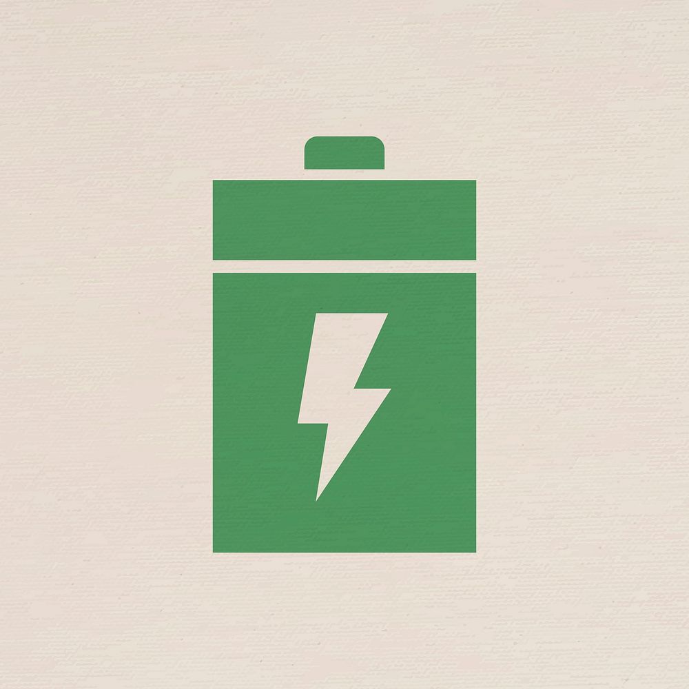 Battery power icon renewable power in flat design