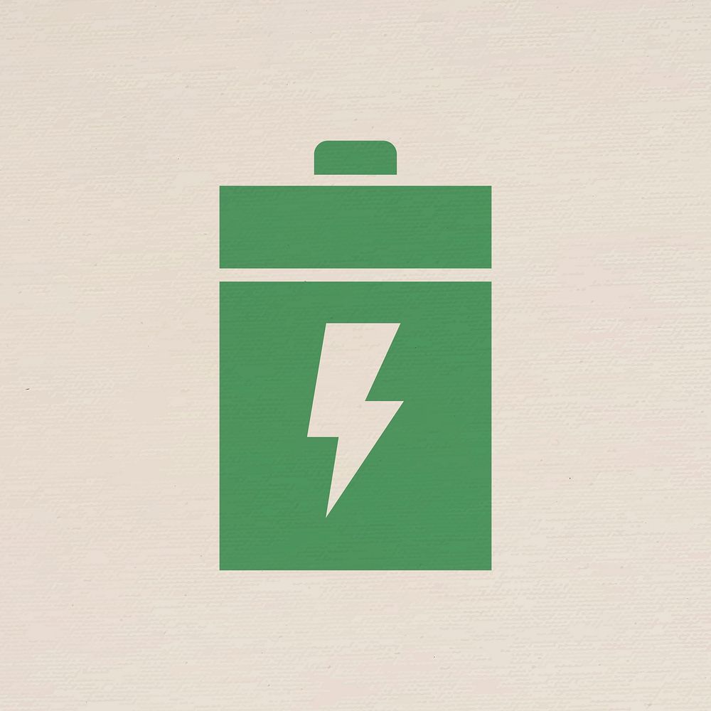 Battery power icon psd renewable power in flat design
