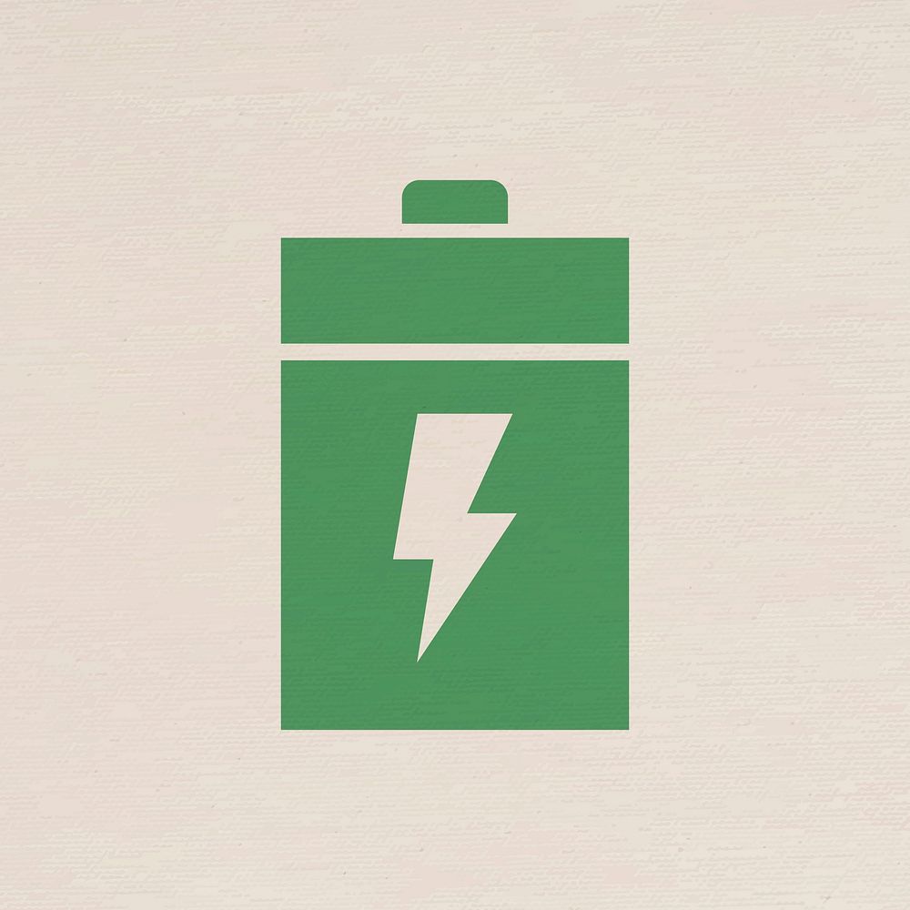 Battery power icon vector renewable power in flat design