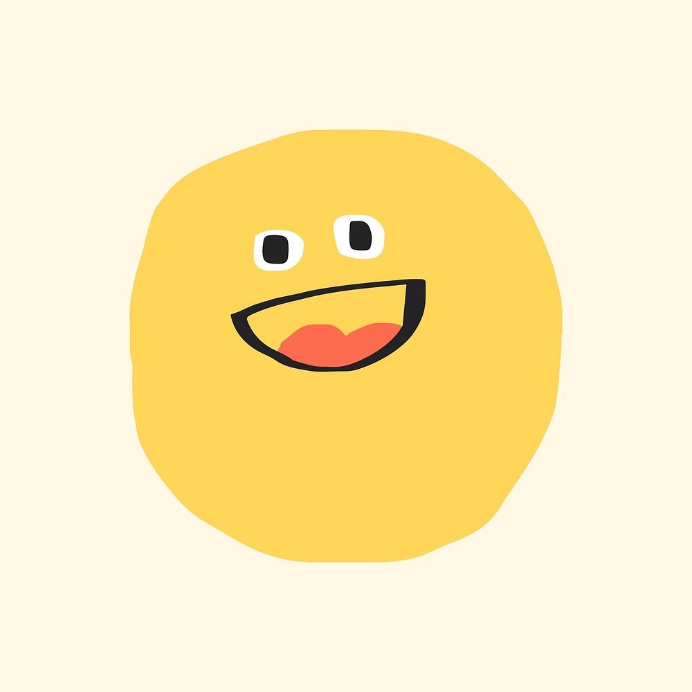 Smiley face sticker vector doodle emoticon icon