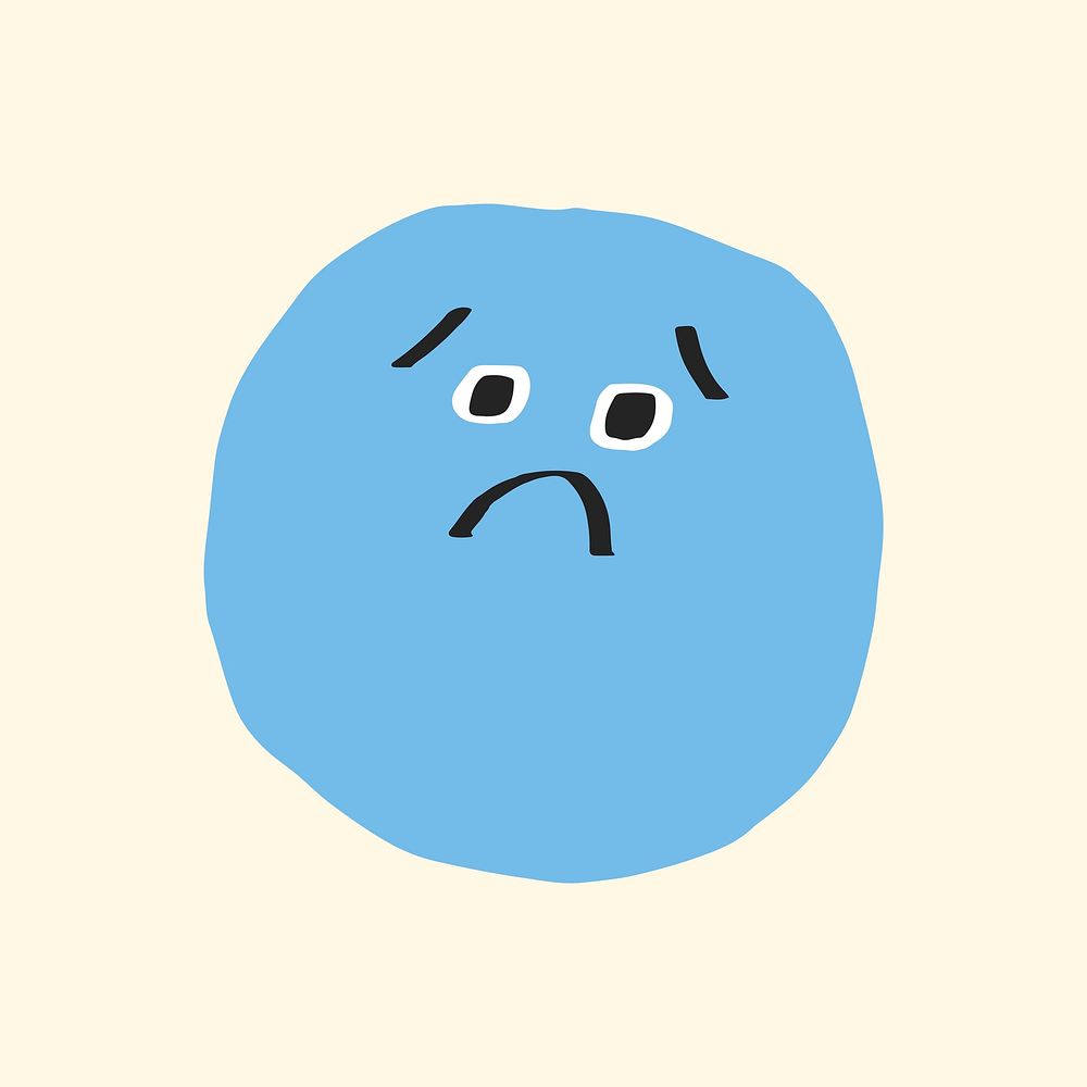 Sad face sticker vector cute doodle icon