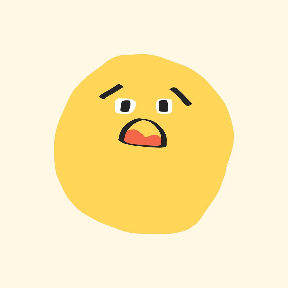 Fearful face sticker vector doodle emoticon icon