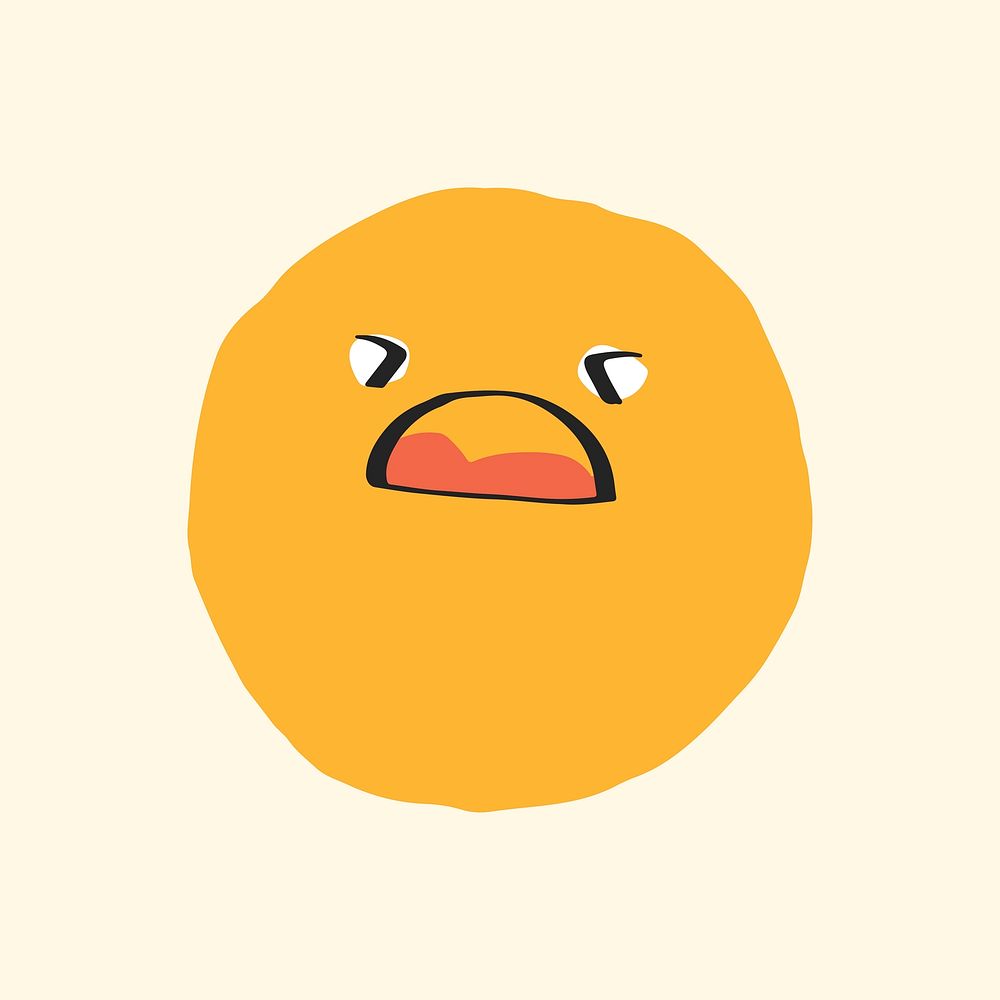 Tired face sticker vector cute doodle emoji icon