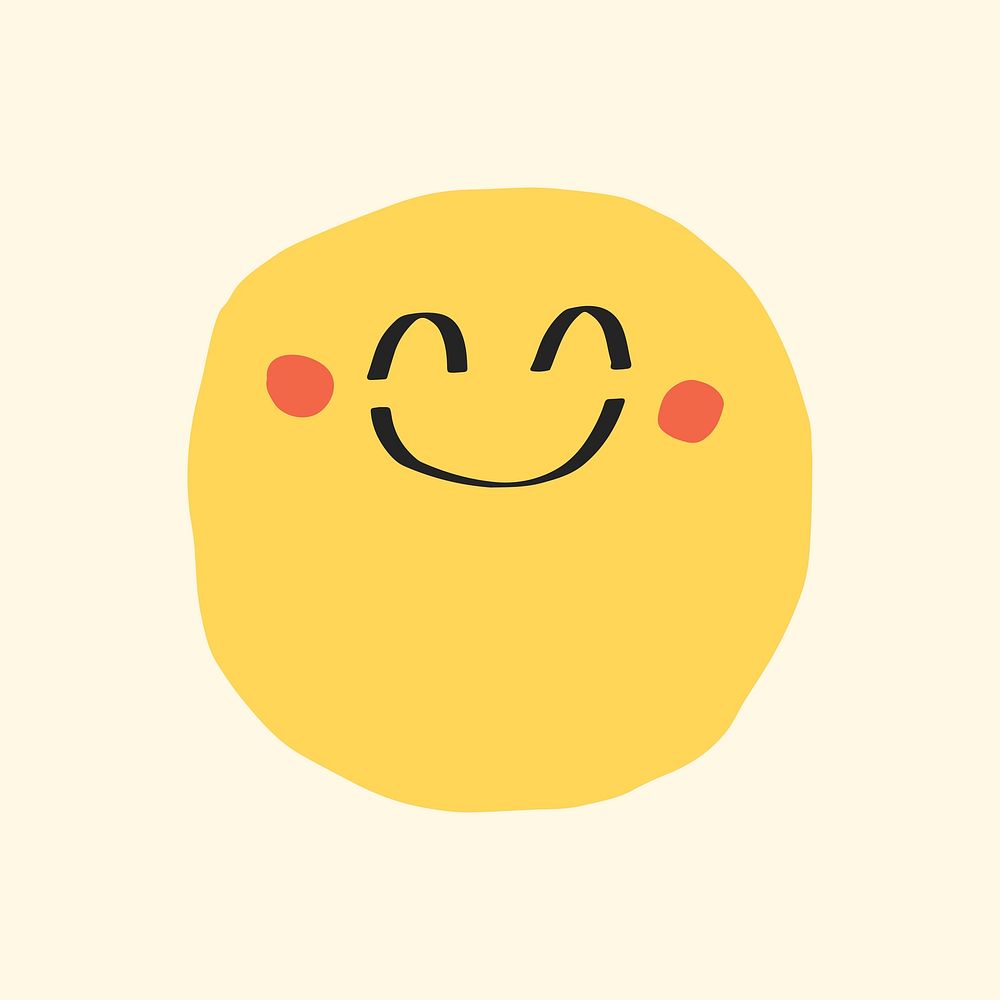 Grinning face sticker cute doodle emoticon