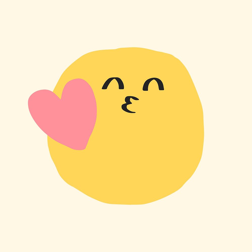 Kissing face sticker psd cute doodle emoticon