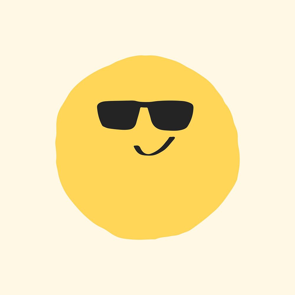 Cool face sticker cute doodle emoji icon