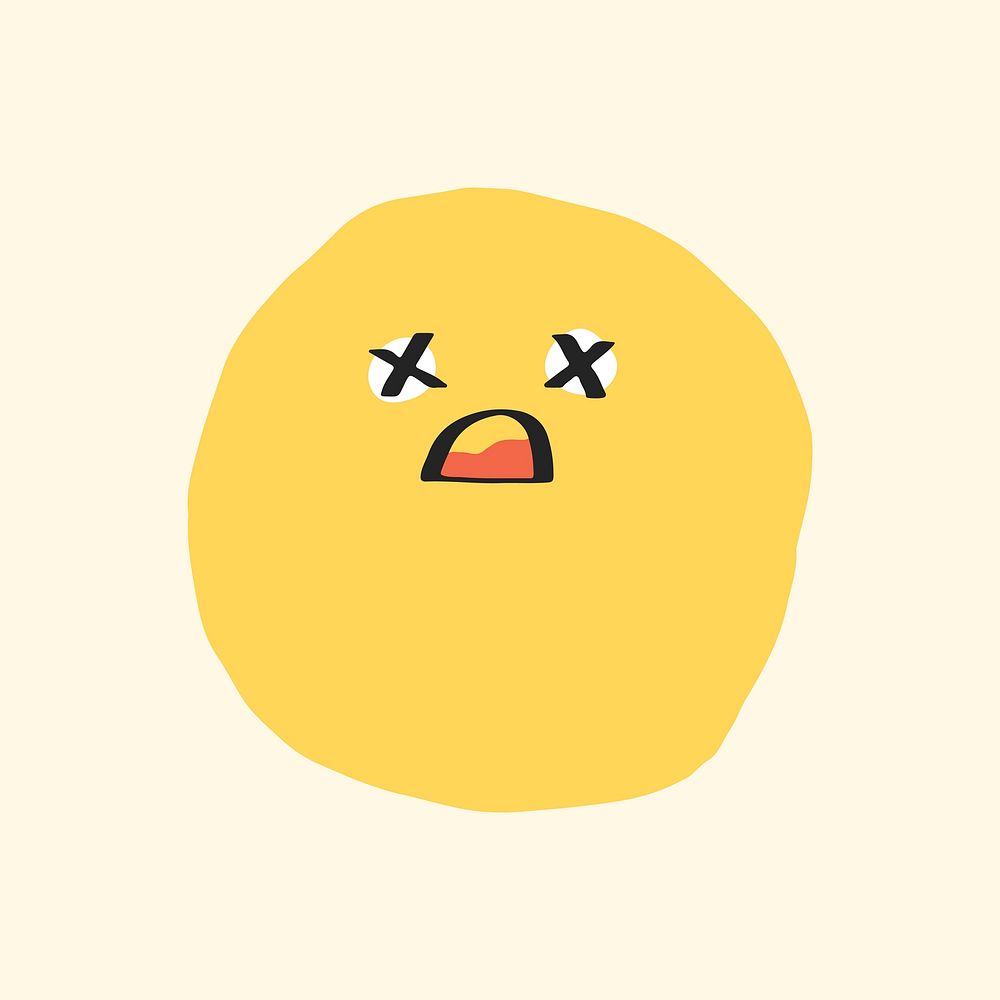 Knocked-out face sticker vector cute doodle emoji icon