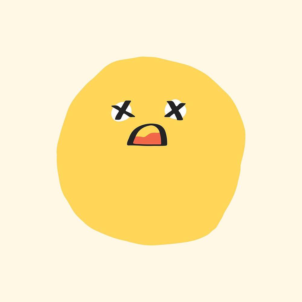 Knocked-out face sticker psd cute doodle emoji icon