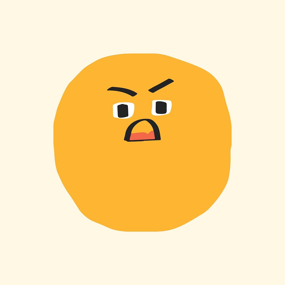 Annoyed face sticker vector cute doodle emoji icon