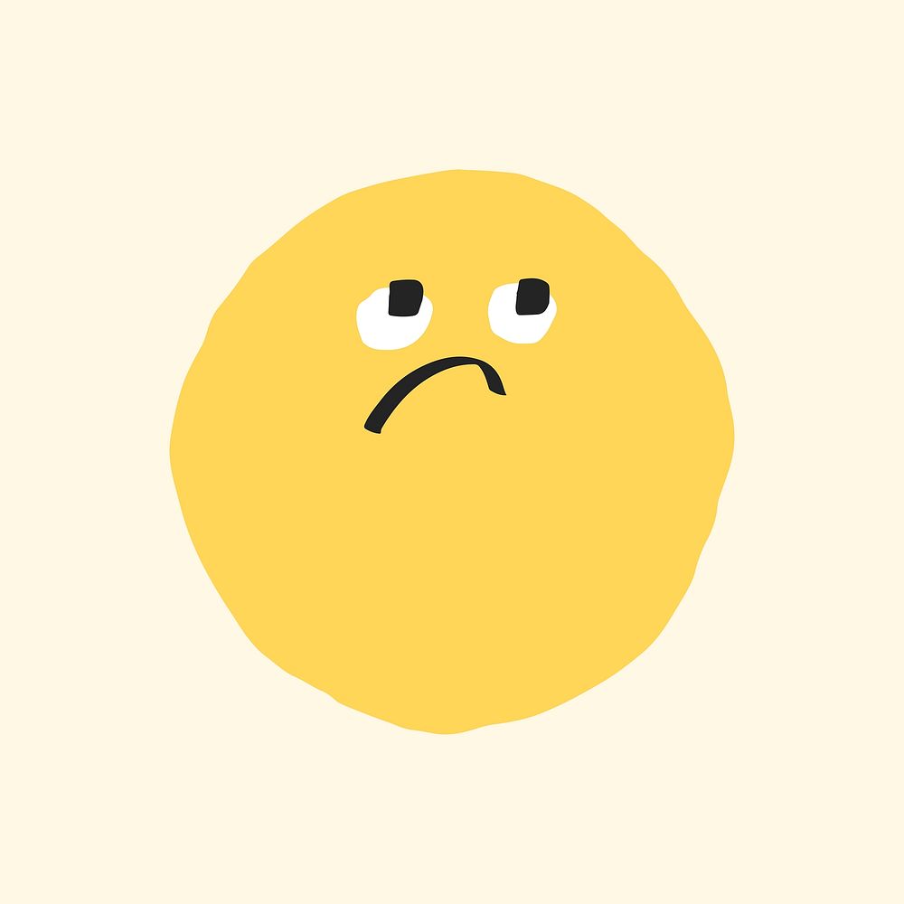 Unamused face sticker psd cute doodle emoji icon